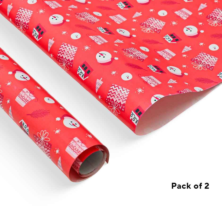 Snowman Red Christmas Wrapping Paper | Mad Over Print