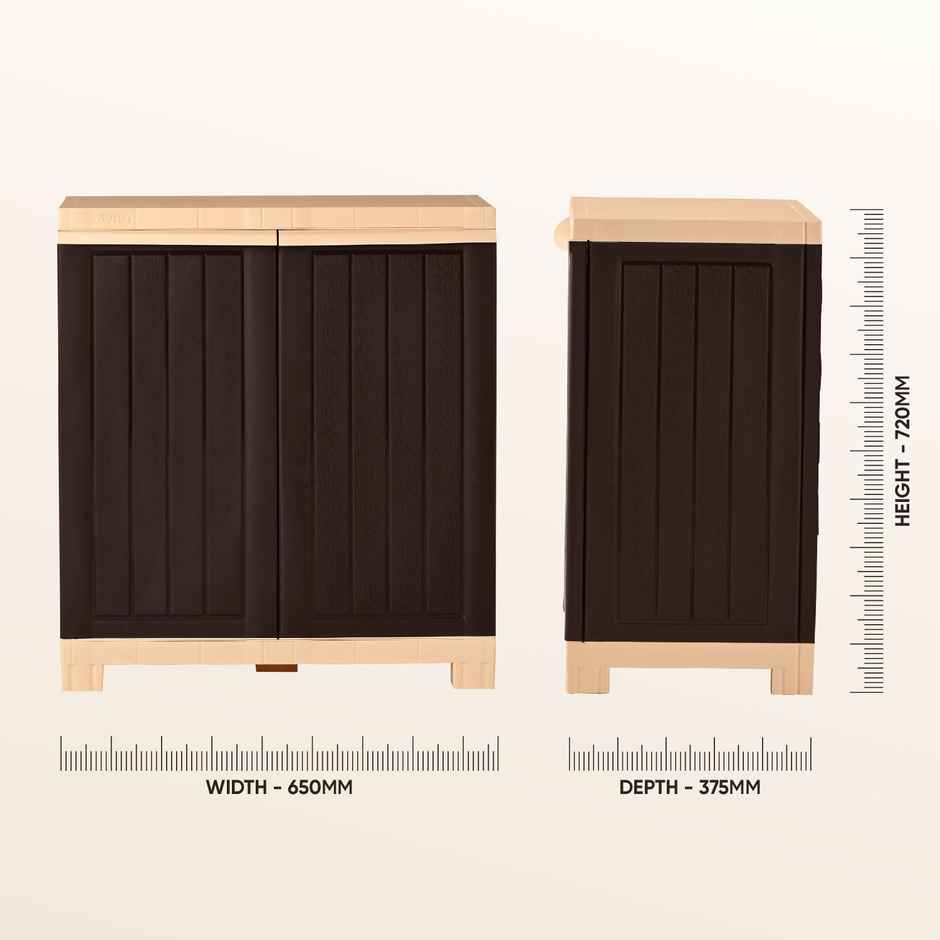 Avro Furniture Star Plastic Almirah | Cabinet Brown & Beige