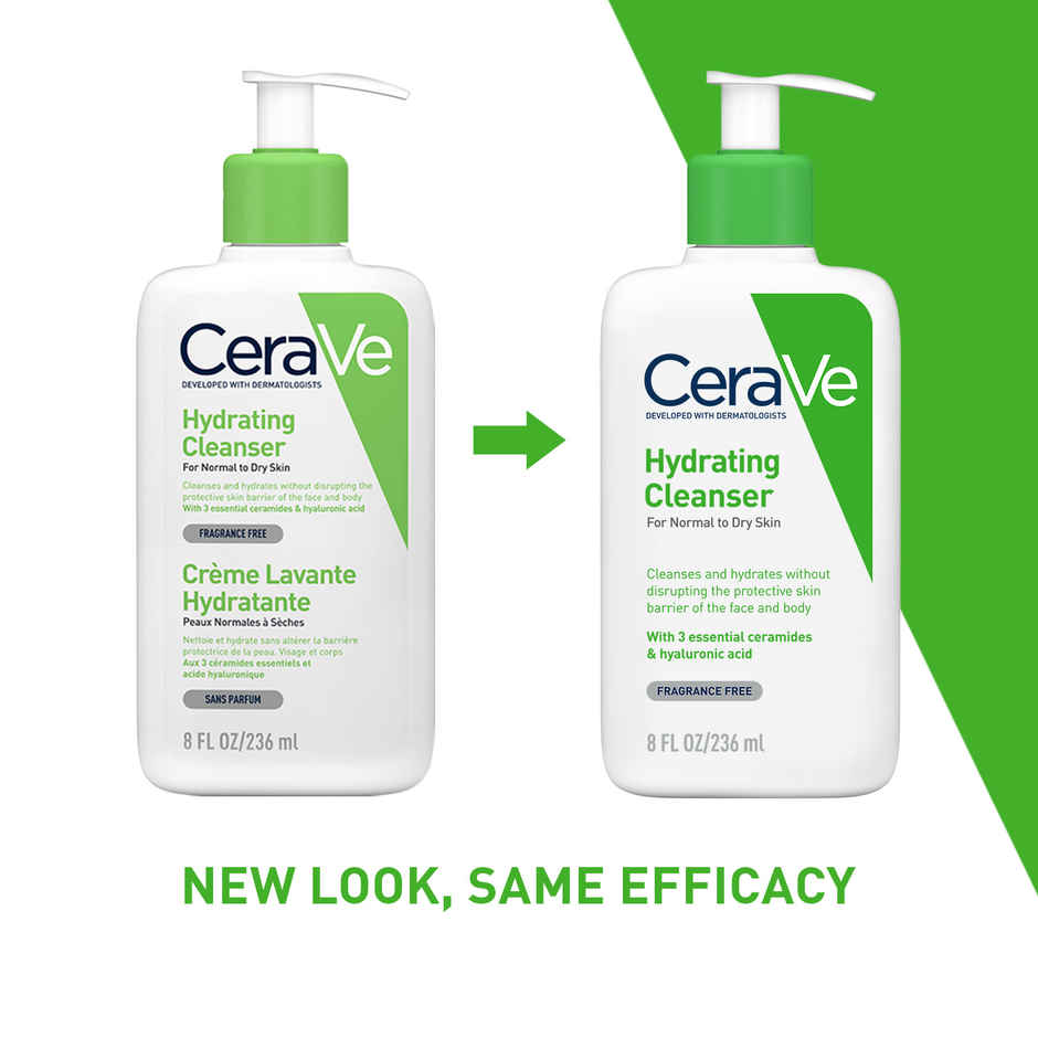 CeraVe Hydrating Cleanser Non-Foaming Face Wash For Dry Skin With Ceramides & Hyaluronic Acid