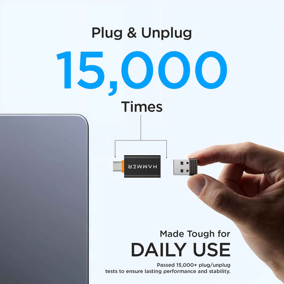 Hammer USB 3.0 to Type C OTG Adaptor, High Speed Data Transfer | Black