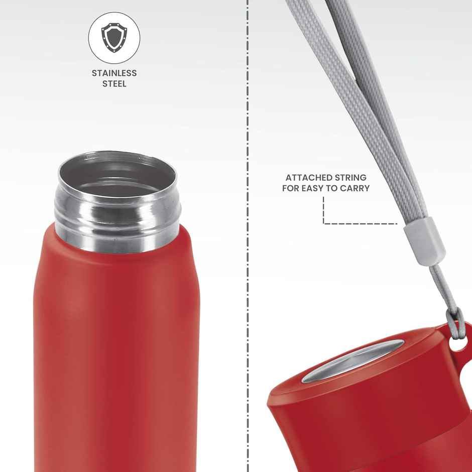Milton Handy 650 Stainless Steel Water Bottle | 690 ml | Red | Single Walled