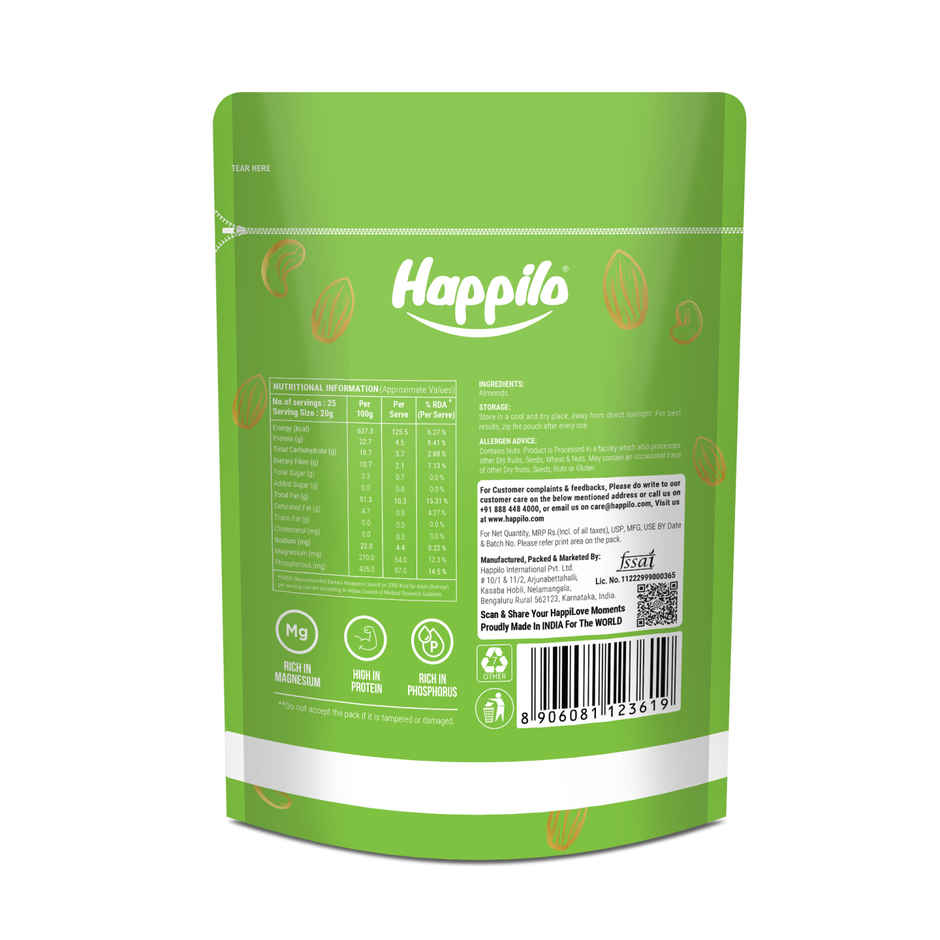 Happilo Premium California Almonds | Badam Giri | Dry Fruits