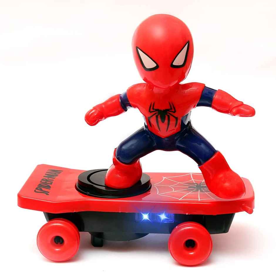 Kidology Kid's Superhero Electric Spiderman Stunt Skateboard | 360 Degree Rotate Tumbler with Music