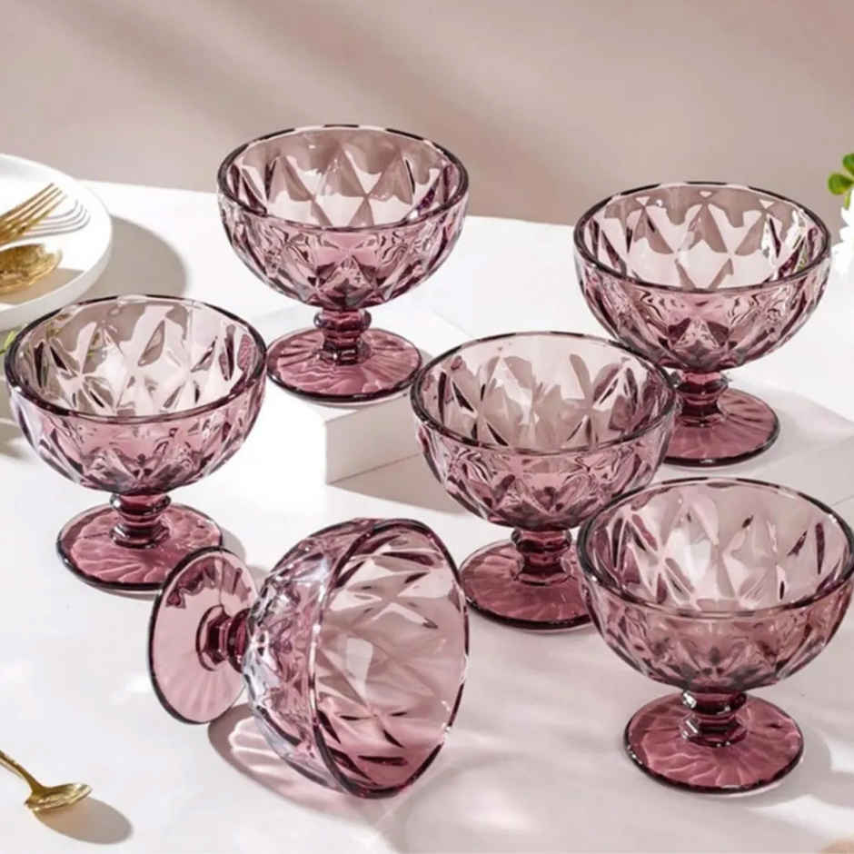 Nestasia Rose Dessert Serving Glass Mauve Set Of 6 300 ml