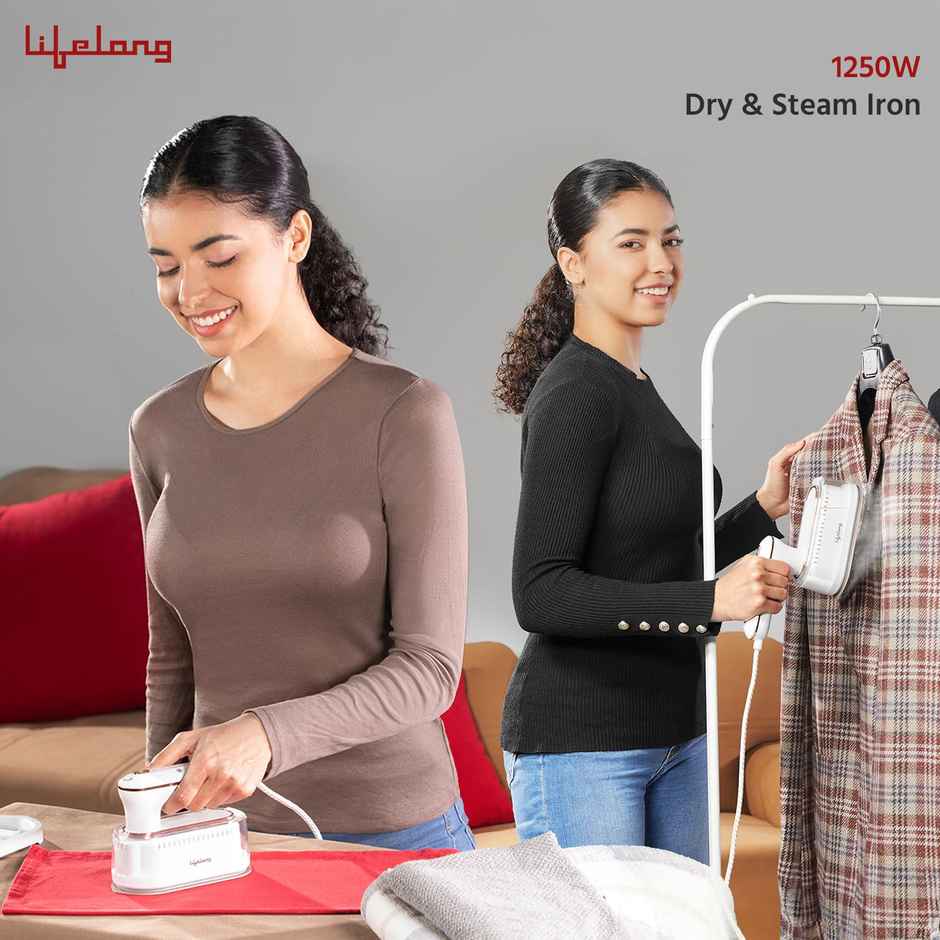 Lifelong 1250 W Steam Iron|Handheld GarmentSteamer with Rest Stand|Portable|90 ml Tank (LLGRMS901)