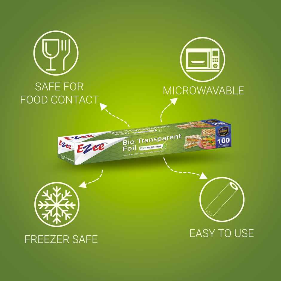 Ezee 100 m Cling Film Wrap | 12 Inches | BPA Free | Multipurpose | Non-Stick Microwave Safe