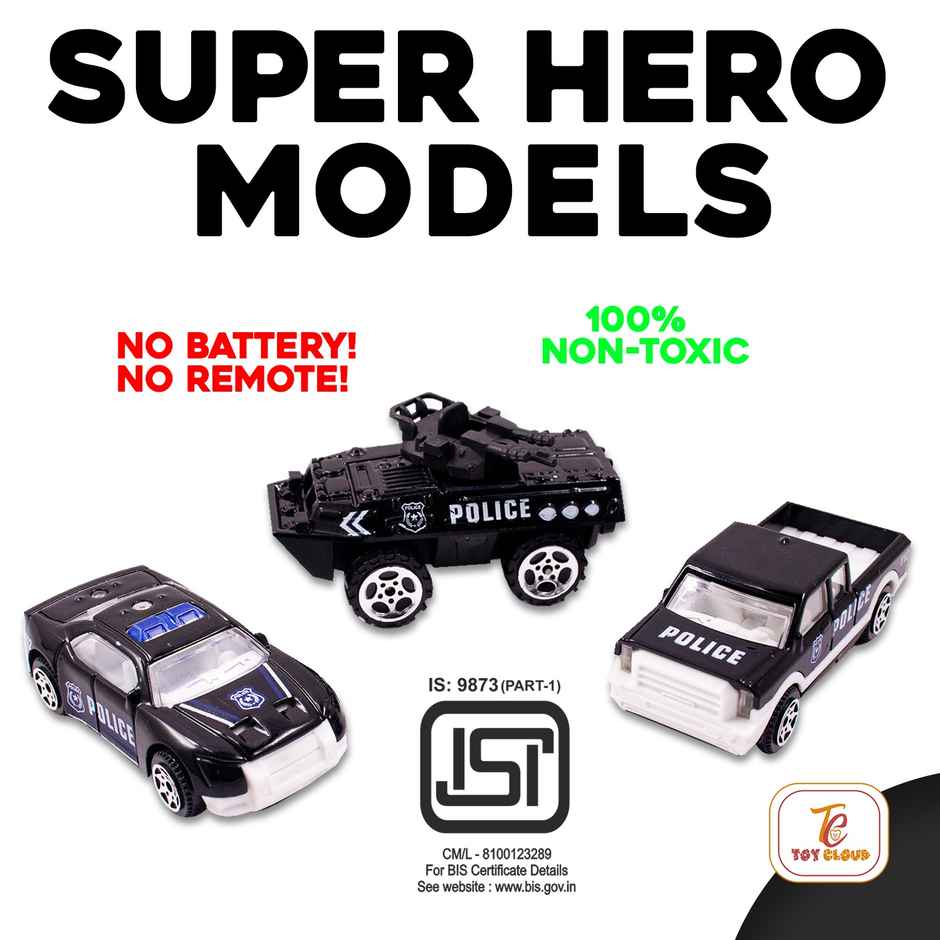 Toy Cloud Free Wheel Die Cast Metal Police Vehicle 1:64 Scale Model Vehicles Toys