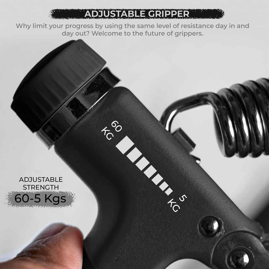 Boldfit Adjustable Hand Grip Strengthener Power Gripper Black - 5- 60 Kg