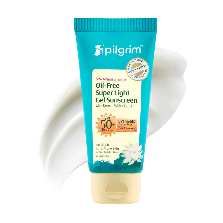 Pilgrim 5% Niacinamide Oil-Free Super Light Gel Sunscreen SPF 50+ PA++++ With Korean White Lotus