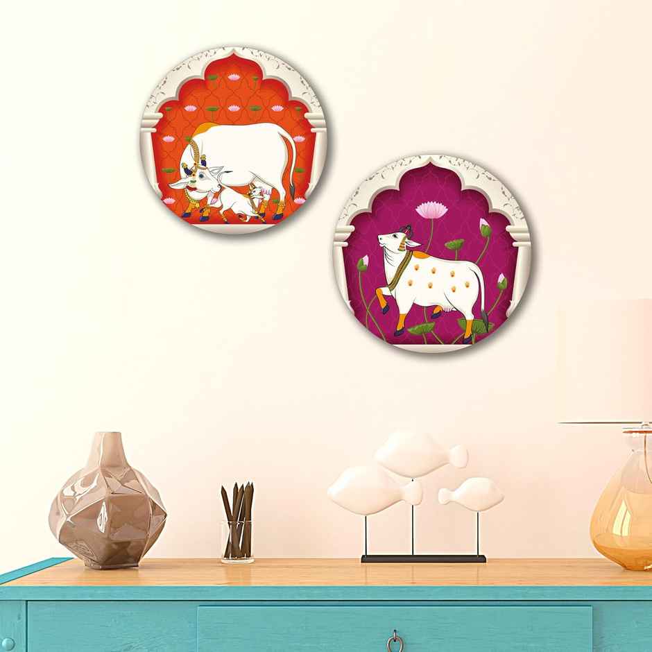 Indianara Set of 2 Beautiful Pichwai Round Shape Wall Painting