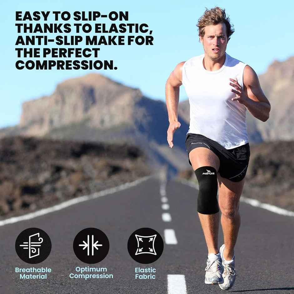 Mayor Pure Knee Support For Exercise, Gym, Running, Yoga, Pain Relief | Black