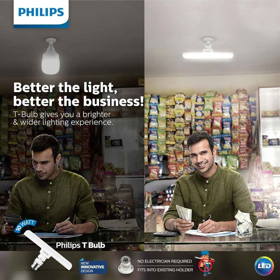 Philips Stellar Bright T 9W Led Bulb Crystal White | B22 Base Holder