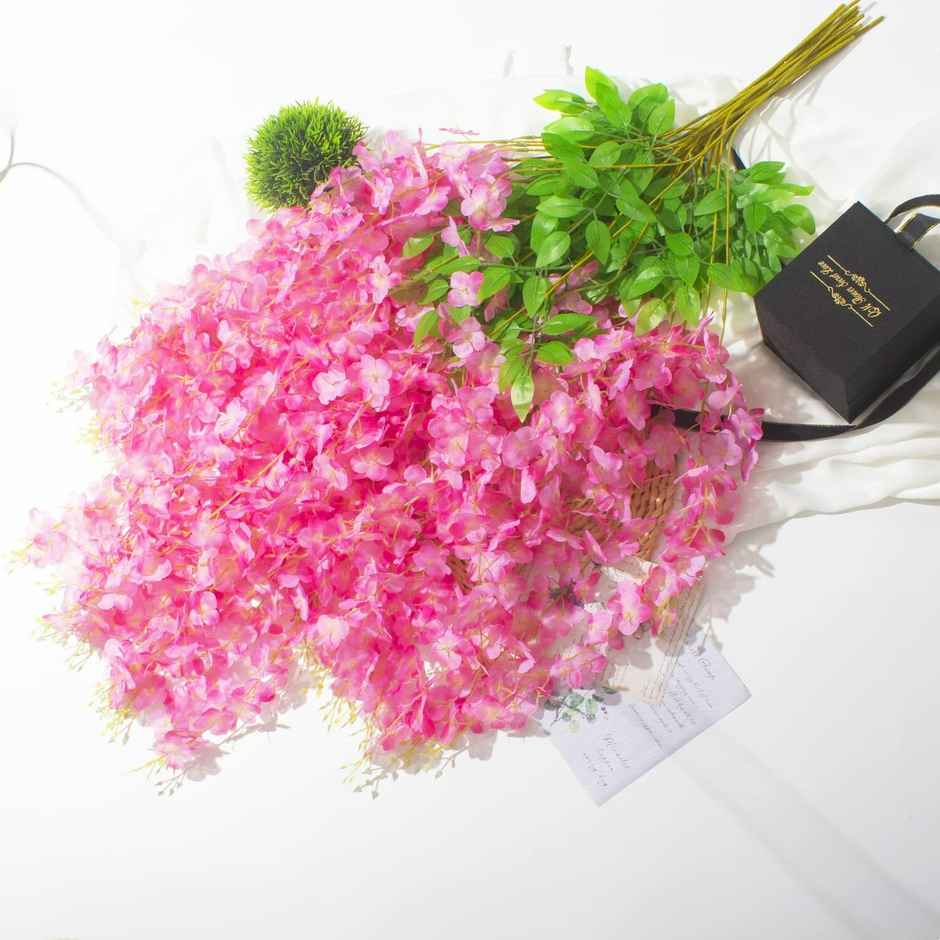 Well Art Gallery Artificial Wisteria Hanging Flowers Vines String Decorations (Pack Of 6,Pink)