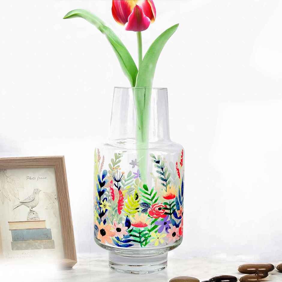 Ekhasa Crystal Clear Glass Vase Flower Pot For Home Decoration | Center Table Decorative Items