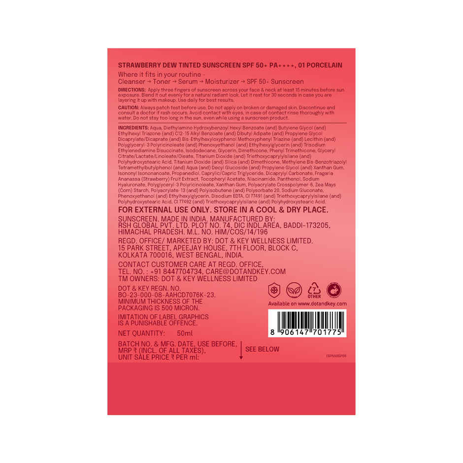 Dot & Key Strawberry Dew Tinted Sunscreen SPF 50+ PA++++ - 01 Porcelain