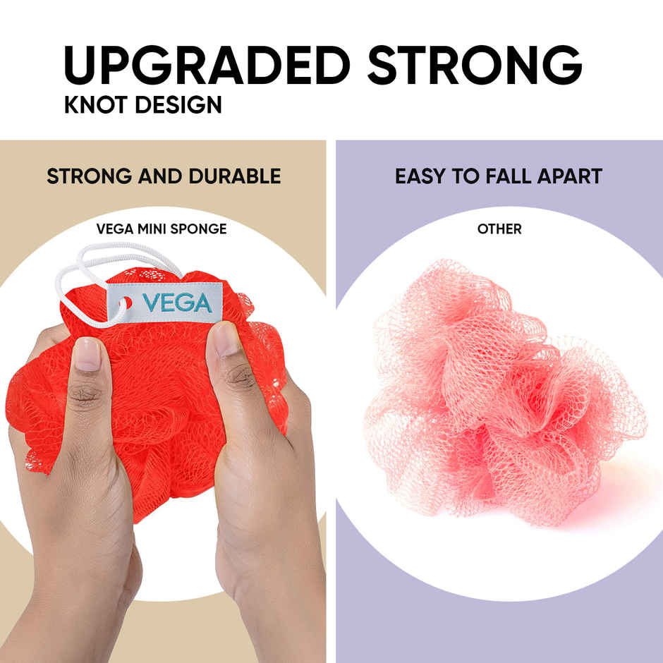 VEGA Mini Bath Loofah Sponge Remove Dead Skin for Men & Women | Pack of 2 | BA-3/12