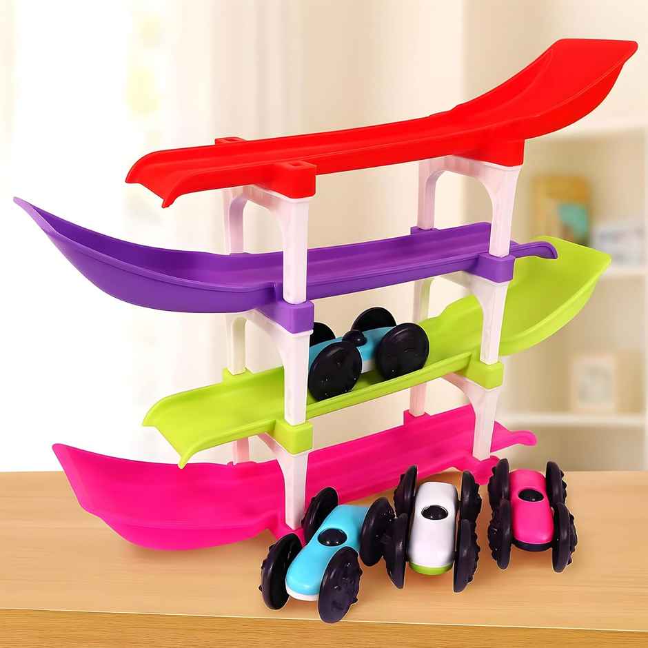 Toyshine Racer Ramp Toy With 4 Cars, 4 Ramps And Race Track For 1, 2, 3 Toddlers, Boys & Girls