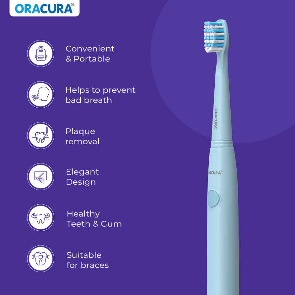 Oracura Sb100 Sonic Lite Battery Operated Electric Toothbrush Blue