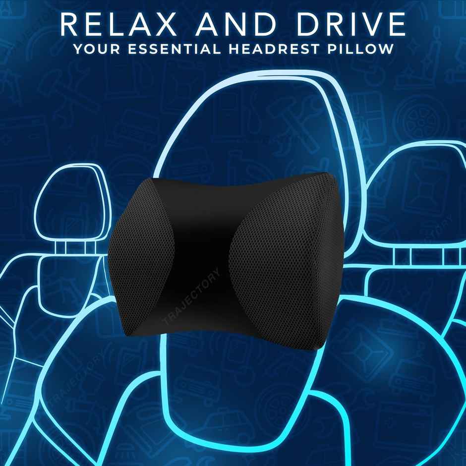 Trajectory Car Headrest Pillow in Memory Foam For Orthopedic Neck Pain During Travel