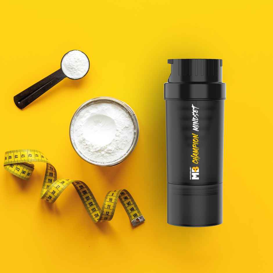 Muscleblaze Tornado Gym Shaker Bottle 500 Ml, Sipper Bottle With Extra Compartment Black