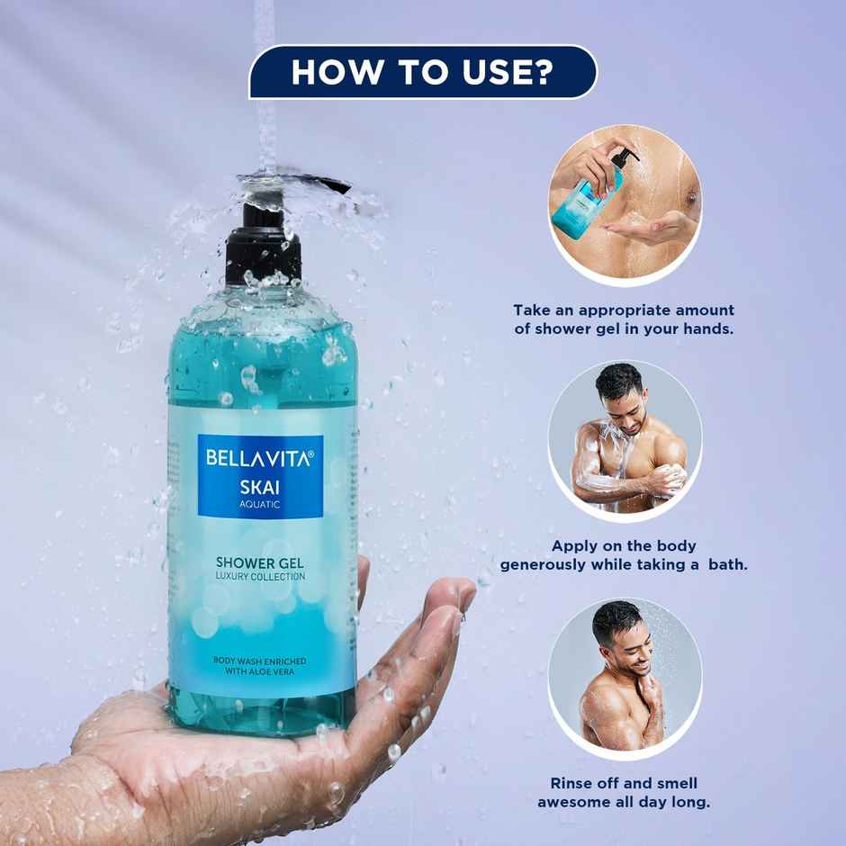 Bella Vita Luxury Skai Aquatic Body Wash Refreshing Shower Gel for Deep Cleansing