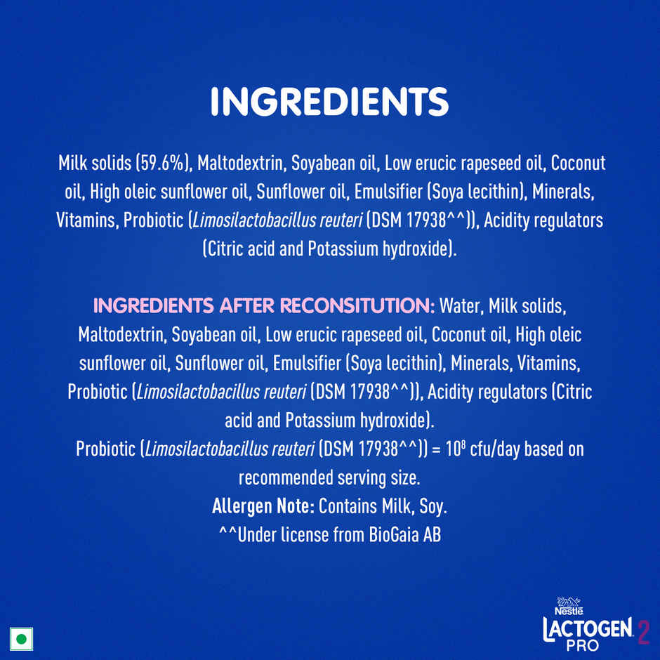 Nestle Lactogen Pro 2 Follow-Up Formula Baby Powder, Probiotic L. reuteri | 6-12 Months