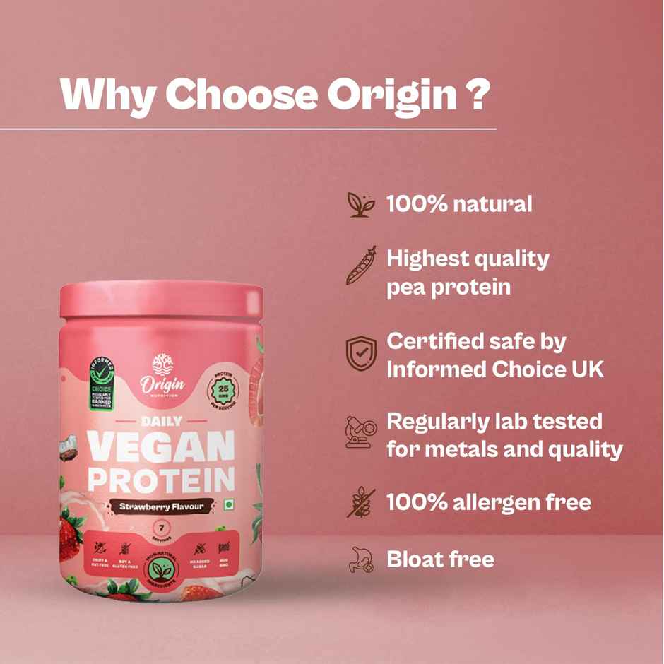 Origin Nutrition Daily Plant Protein Strawberry Flavour- 7 Servings
