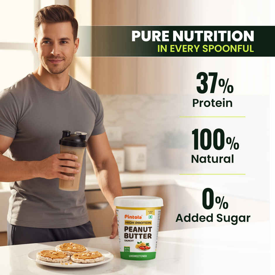 Pintola High Protein All Natural Peanut Butter Unsweetened 37% Protein (Crunchy)