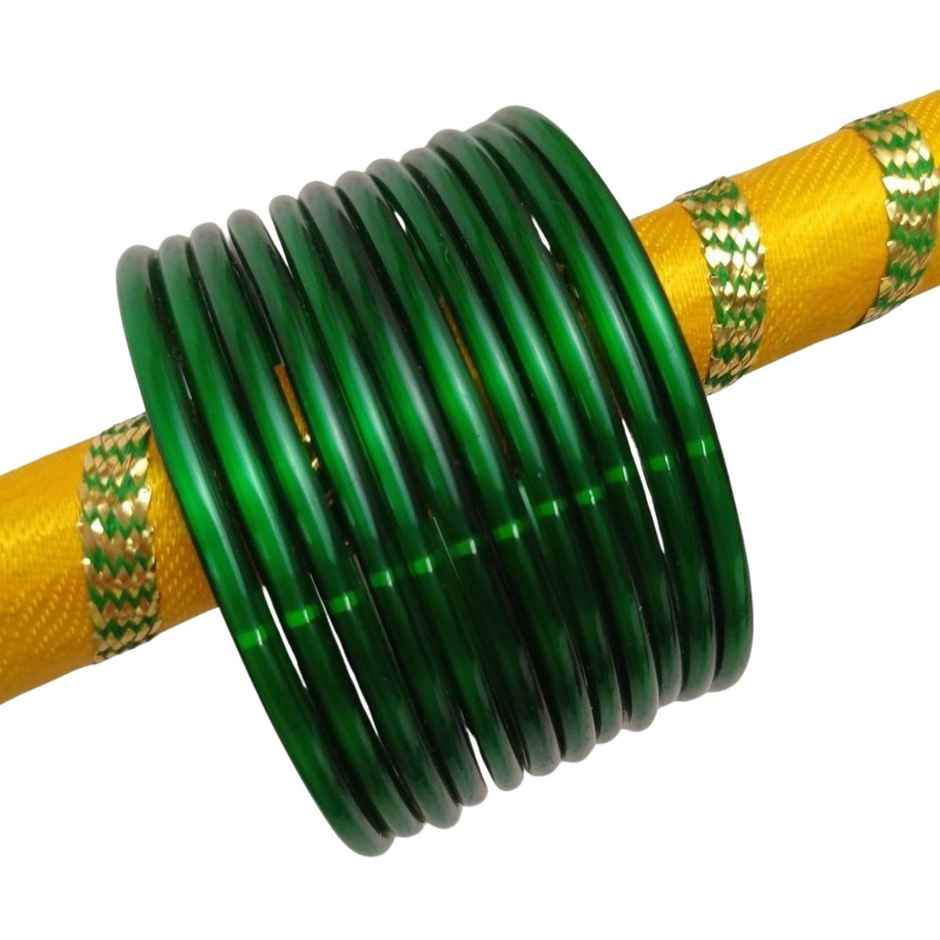 Gullak Green Glass Bangle Set - Size 2.6