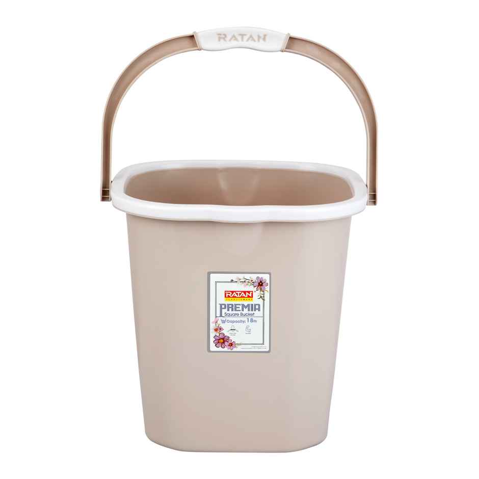 Ratan Plasticware Premia Bucket (18L X 1) - Desert Rose|Light Weight And Easy To Carry
