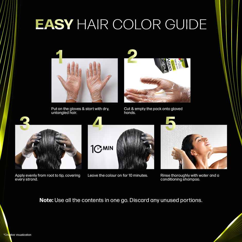 Indica Easy Do-It-Yourself 10 Minutes Hair Color Shampoo Natural Black