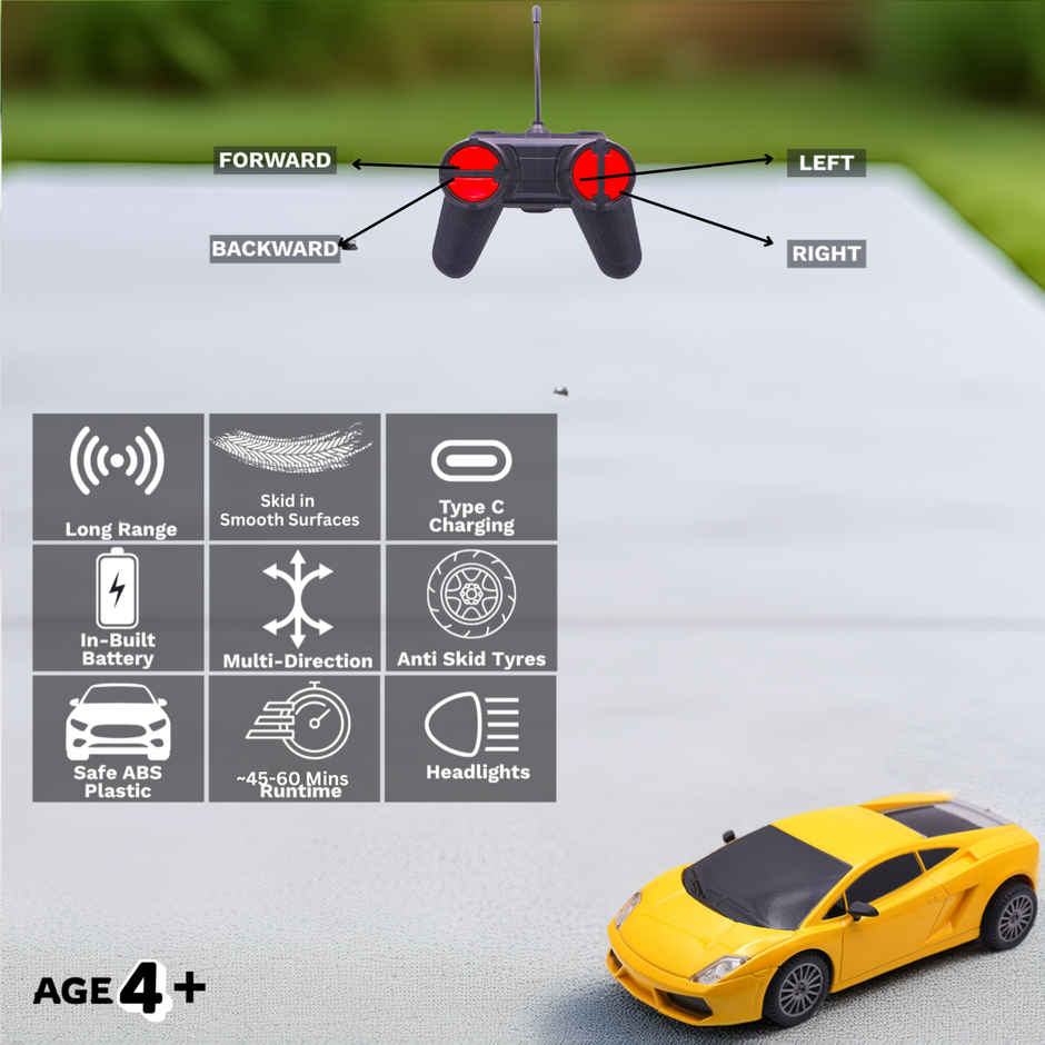 Frendo 1:24 Hi Speed Mini Remote Control Car -Lam Yellow