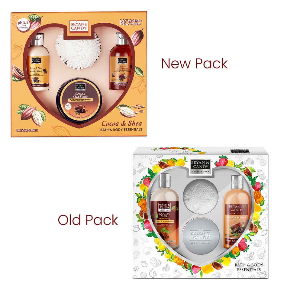 Bryan & Candy Cocoa Shea Heart Kit|Shower Gel|Hand-Body Lotion|Body Polish|Loofah|Pack Of 3