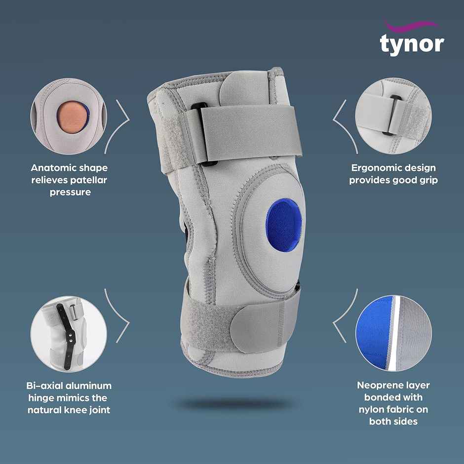 Tynor Knee Support Hinged (Neoprene) Grey XXXL