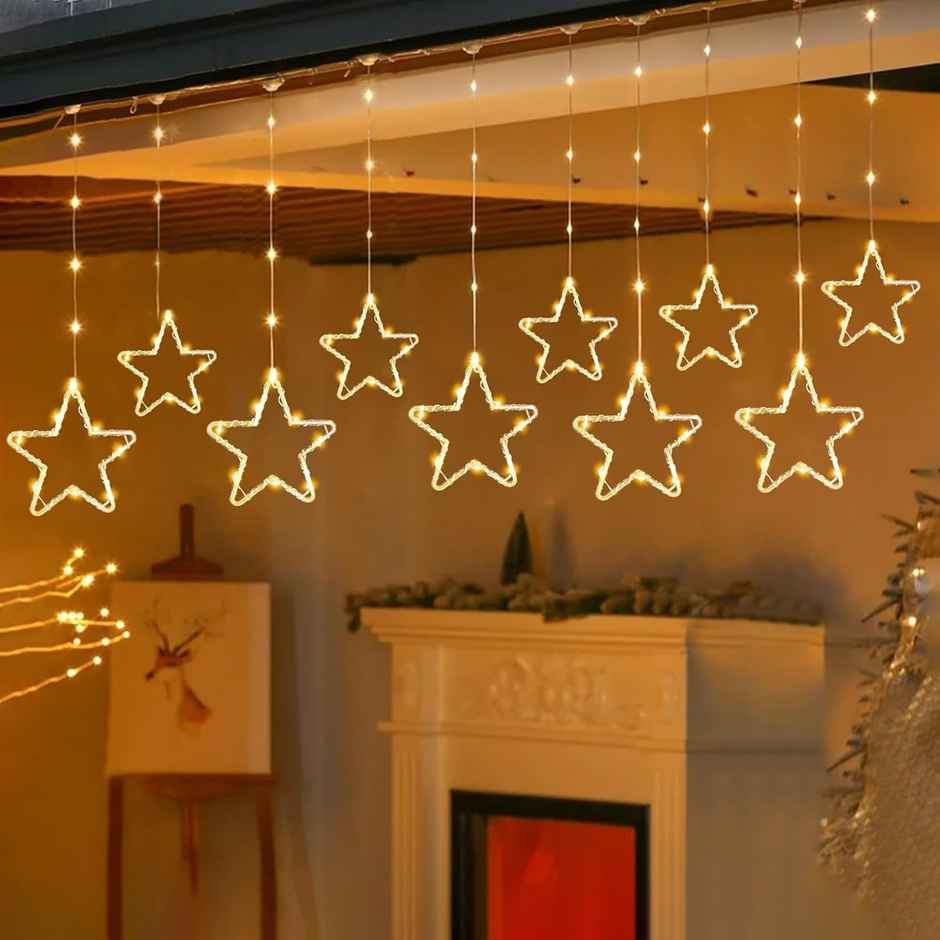 Lexton Premium Decorative Star Curtain SMD LED Light Star Curtain Light 3.5mt Pack of 1 WarmWhite