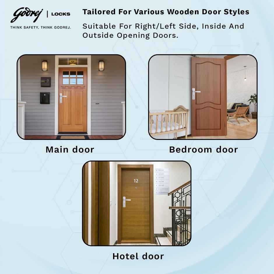 Godrej Mortise Door Lock Handle Set | 6-Lever Locking Mechanism | Satin Steel Finish