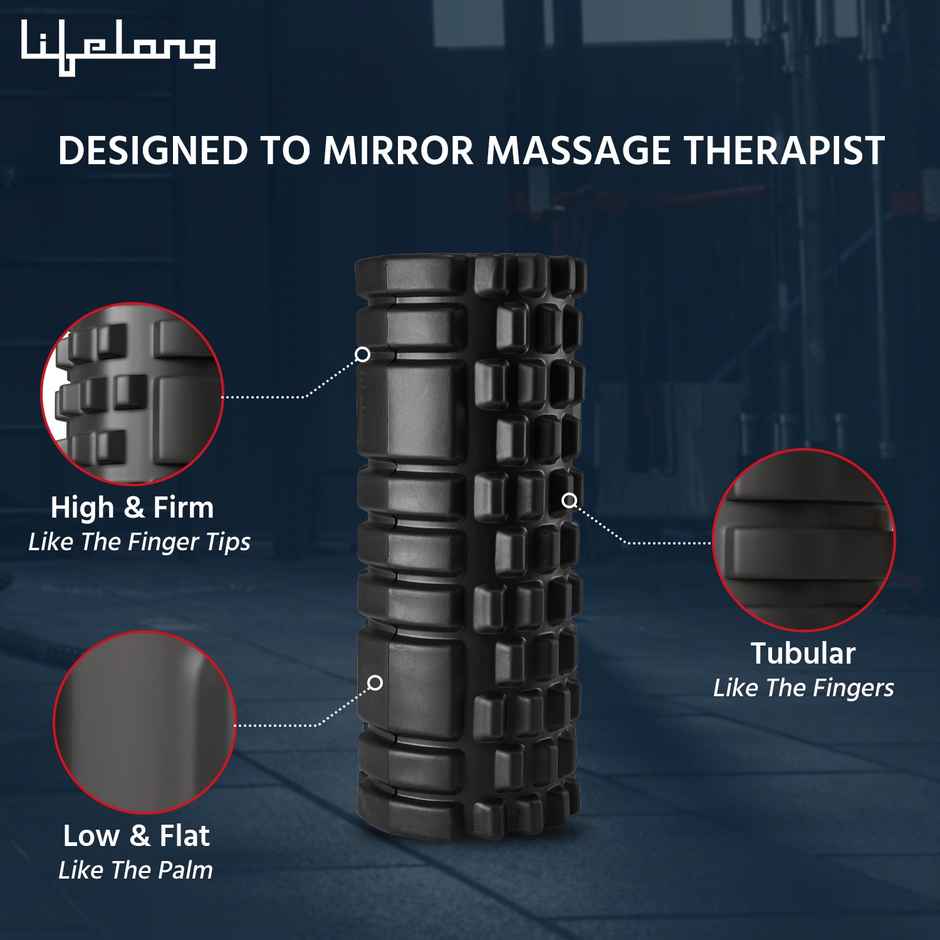 Lifelong High-Density Foam Roller for Back Pain Relief & Exercise | Black
