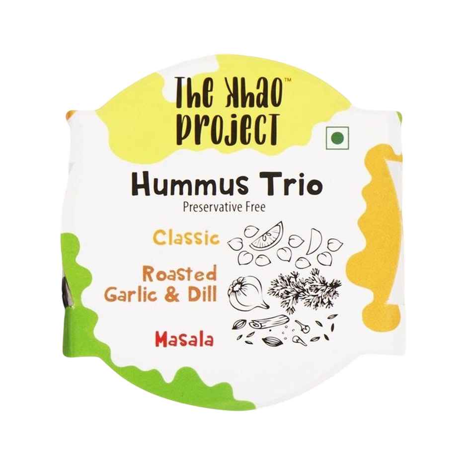 Lay'S Classic Salted Potato Chips(90gms) & The Khao Project Hummus Trio - Classic Roasted Garlic & Dill & Masala(150gms) Combo