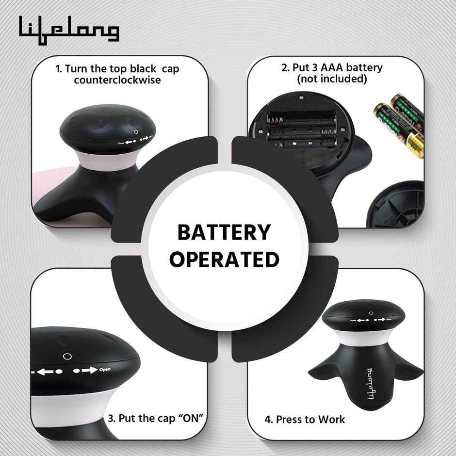 Lifelong Mini Head and Body Massager | Battery Powered | Black