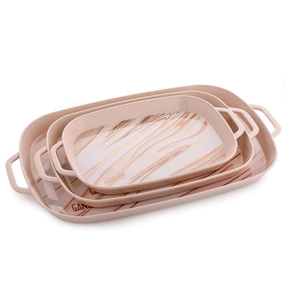 Ganesh Cherish Plastic Rectangular Serving Tray for Tea | Snacks Color May Vary