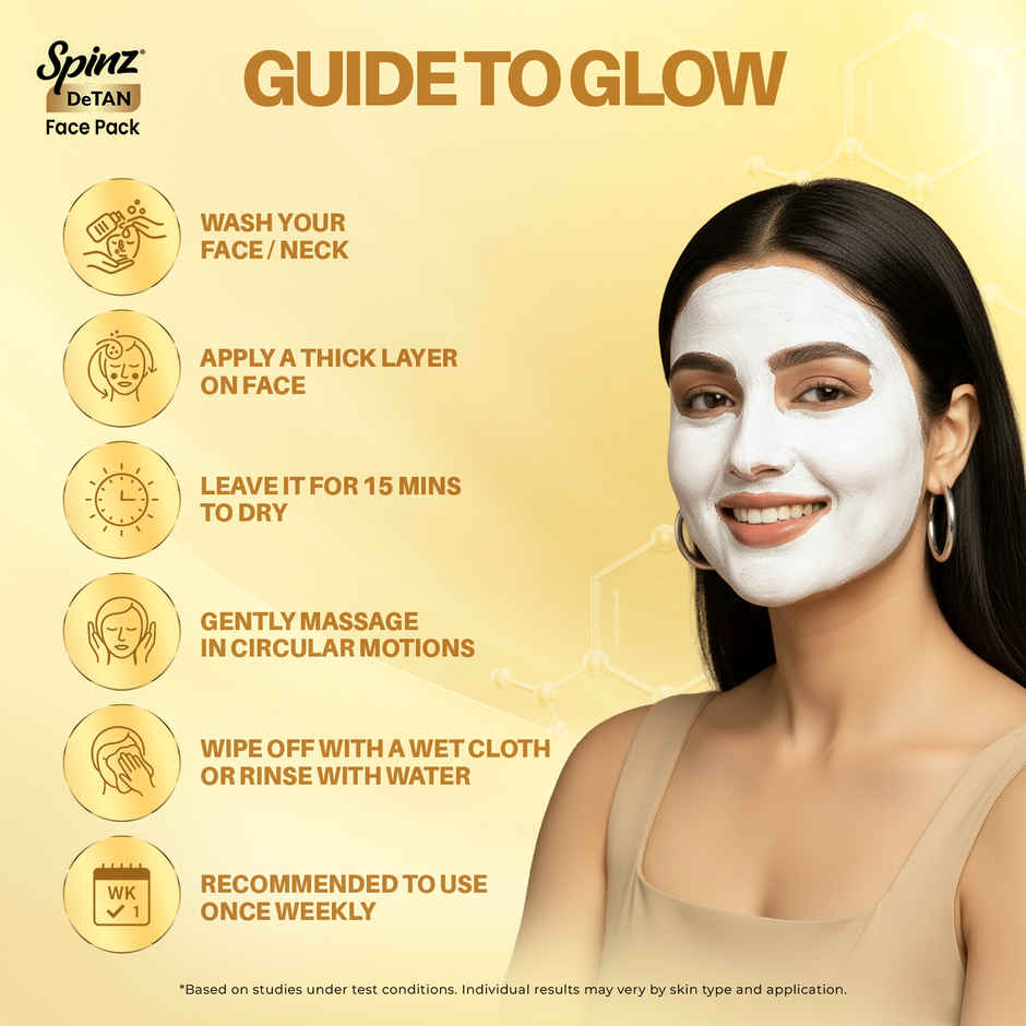 Spinz DeTan Face Pack with Besan, Honey and Kojic