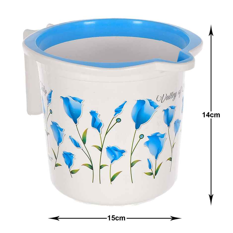 Kuber Industries Plastic Bathroom Mug | 1.5L | Pack of 2 (Blue & White)