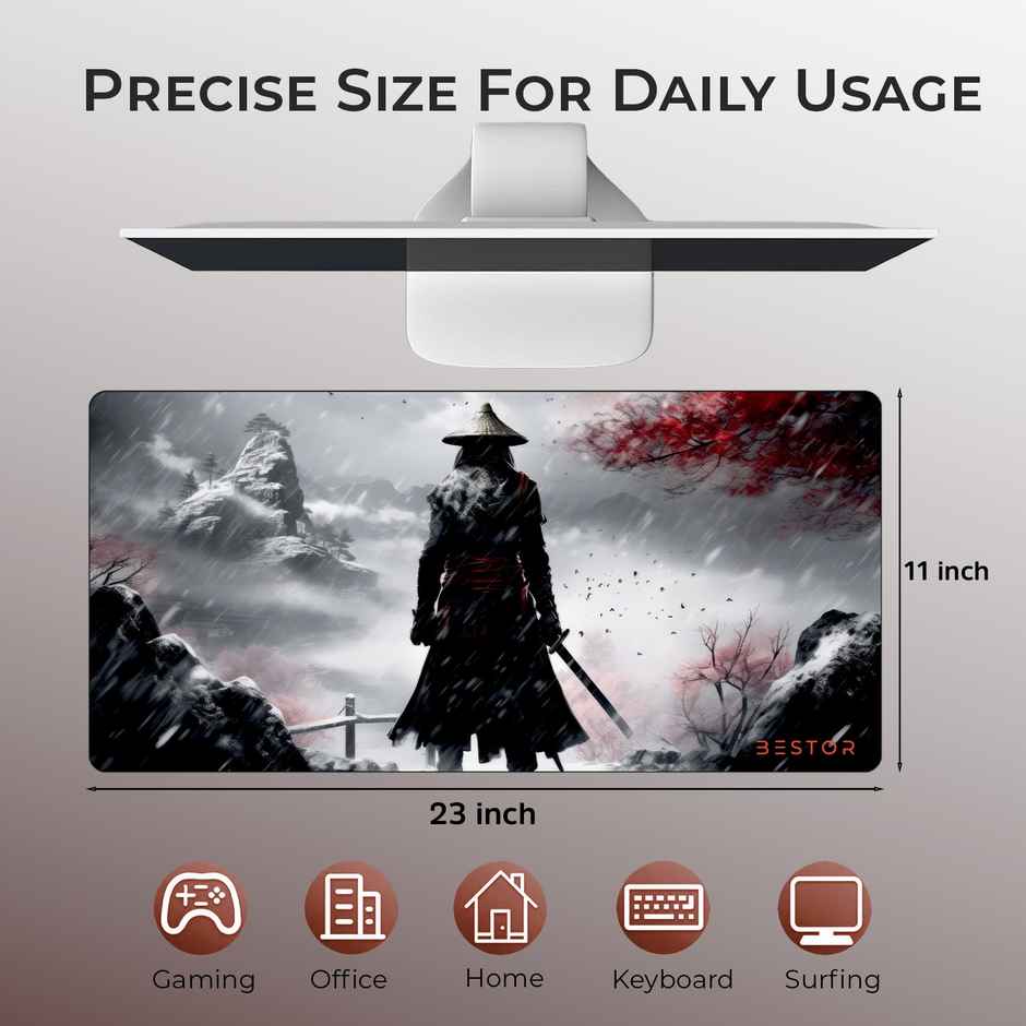 Bestor Anime Samurai Warrior Mouse Pad | 60x34 cm | Non-Slip Gaming Mouse Mat