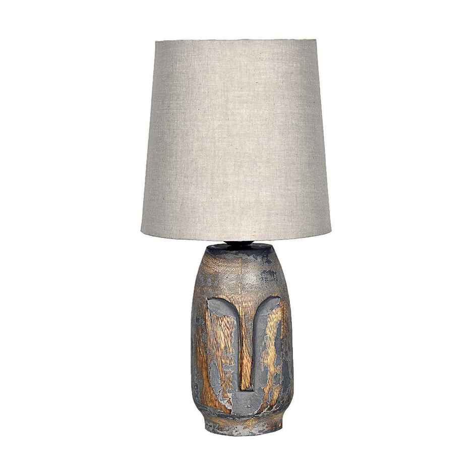 Homesake Small Retro Teardrop Table Lamp | Wood Grain Farmhouse | Bedroom & Living Room | Gray