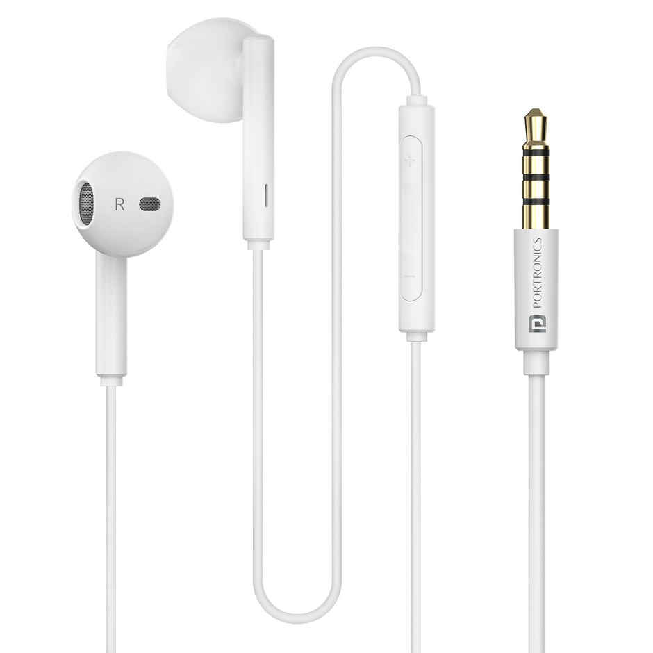 Portronics Conch Theta A 3.5mm Wired Earphone White