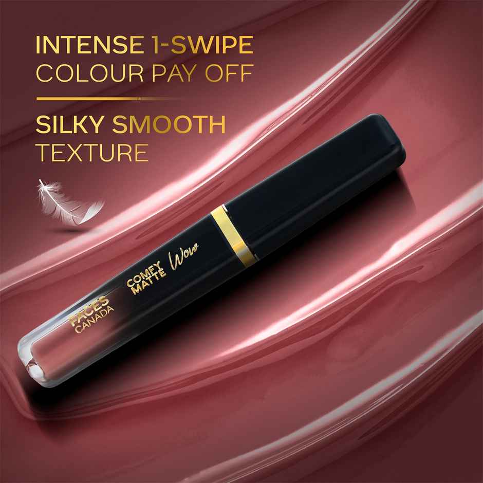Faces Canada Comfy Matte Wow Liquid Lipstick | Choco Couture 01 | One Swipe Application