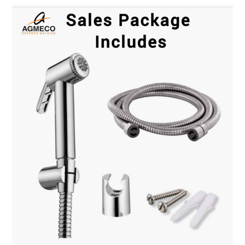 Agmeco ABS Health Faucet Conti with 1 mtr. SS-CP Tube and ABS Chrome Plated Wall Mounting Bracket