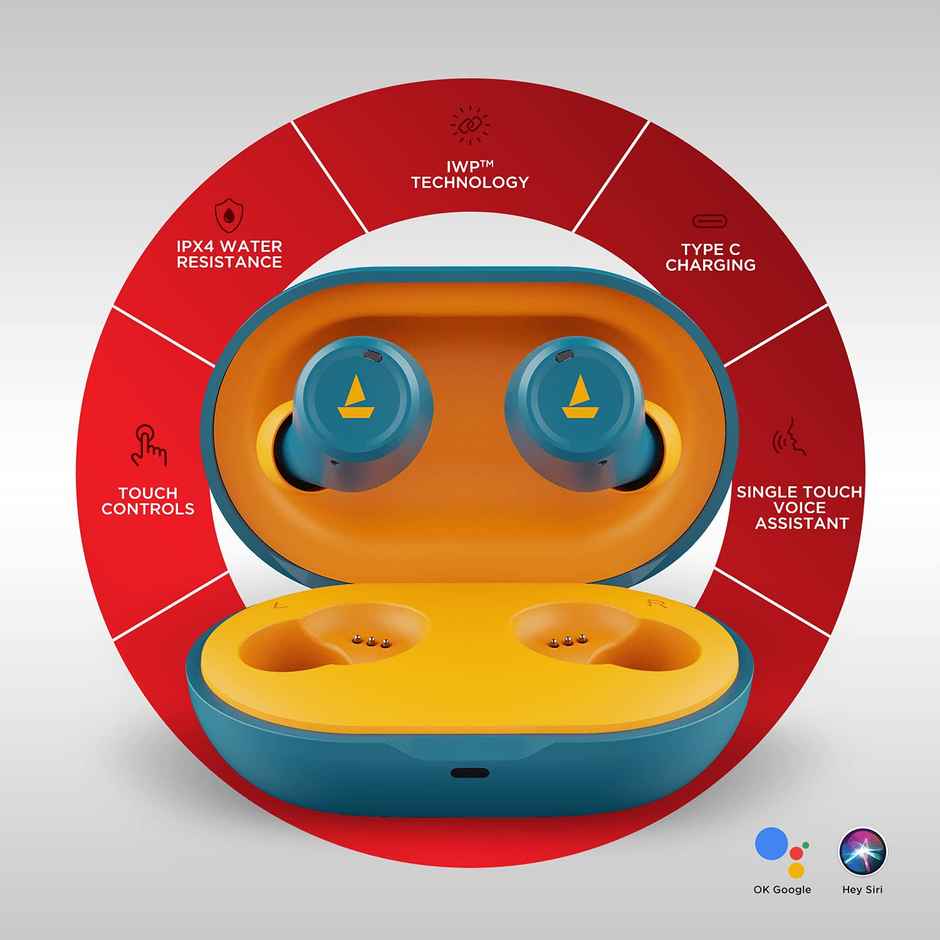 boAt Airdopes 391 Tws Earbuds W/ 23 Hours Playback, Asap Charge, Iwp Technology(Fiery Blue)