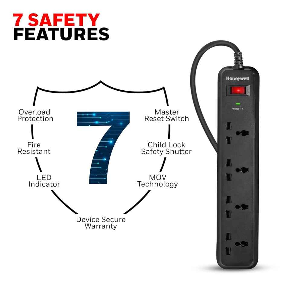 Honeywell 4 Out Surge Protector With Master Switch
