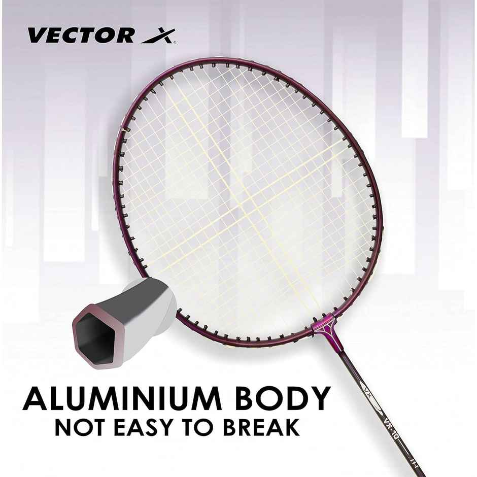 Vector X VXB-10 Badminton Kit | 2 Aluminum Rackets, 3 Nylon Shuttlecocks & 1 Full Cover | Maroon
